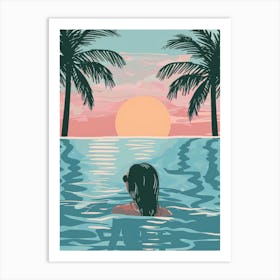 Girl In The Water At Sunset Art Print