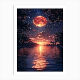 Full Moon Over Water 38 Art Print