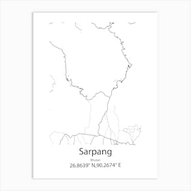 Sarpang,Bhutan Minimalist Map Art Print