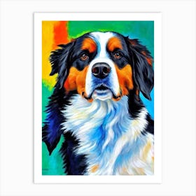 Bernese Mountain Dog Fauvist Style Dog Art Print