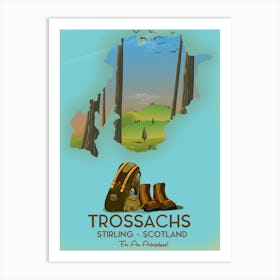 Trossachs Stirring Scotland Travel poster map Art Print