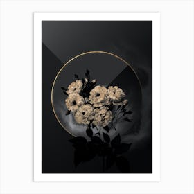 Shadowy Vintage Noisette Roses Botanical in Black and Gold n.0175 Art Print