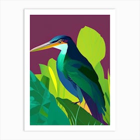 Green Heron Pop Matisse Bird Art Print
