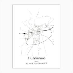 Huanimaro,Mexico Minimalist Map Art Print