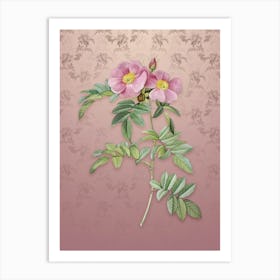 Vintage Shining Rosa Lucida Botanical on Dusty Pink Pattern Art Print