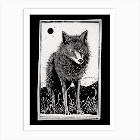 Steppe Wolf Tarot Card 2 Art Print