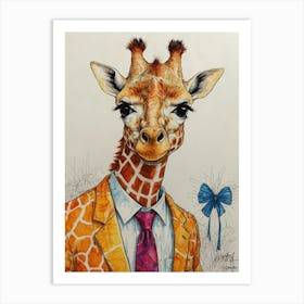 Giraffe In Suit 1 Art Print