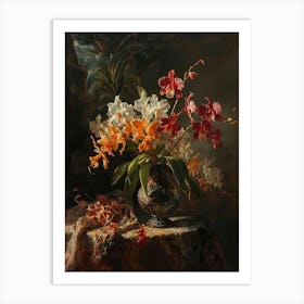 Baroque Floral Still Life Orchid 3 Art Print