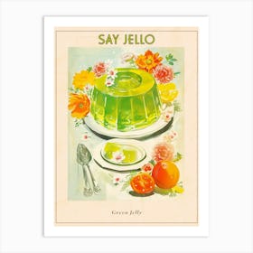 Retro Bright Green Jelly Vintage Cookbook Inspired 3 Poster Art Print