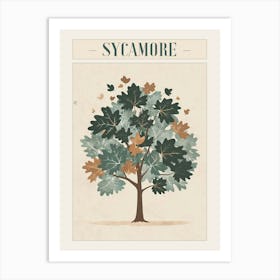 Sycamore Tree Minimal Japandi Illustration 3 Poster Art Print