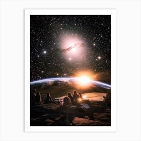 Friendship Sitting Space Universe Art Print