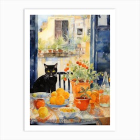 Cat On A Table 3 Art Print