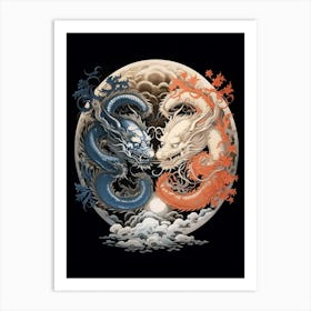 Yin And Yang Chinese Dragon Illustration 4 Art Print