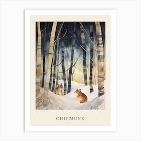 Winter Watercolour Chipmunk 5 Poster Art Print