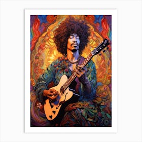 Jimi Hendrix Vintage Psycedellic 13 Art Print