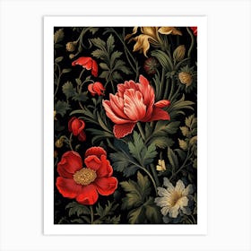 Sweet Box William Morris Style Winter Florals Art Print