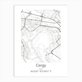 Cergy,France Minimalist Map Art Print