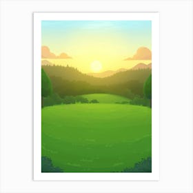 Landscape With Trees And Sun Art Print