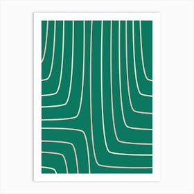 Modern Preppy Simple Abstract Line Art in Pink and Green Art Print