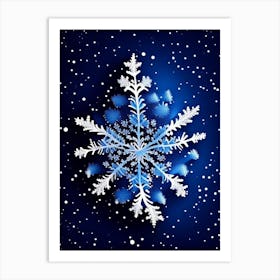 Stellar Dendrites, Snowflakes, Retro Drawing 2 Art Print