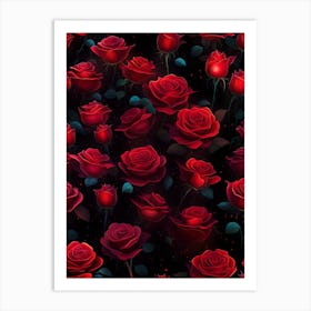 Red Roses Seamless Pattern 1 Art Print