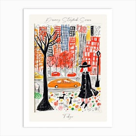Poster Of Tokyo, Dreamy Storybook Illustration 4 Art Print