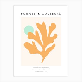 Serene Matisse Abstract Cut-out Leaf on Sun - Mint Peach Fuzz Art Print