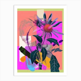 Edelweiss 3 Neon Flower Collage Art Print