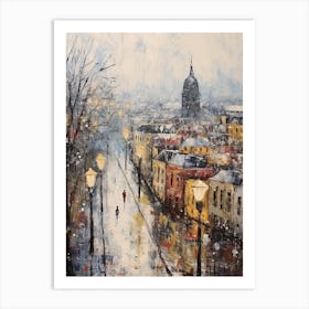 Vintage Winter Painting Hamburg Germany Art Print