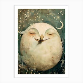 Moon puffy owl bird Art Print