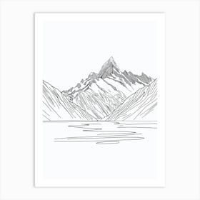 Mount Cook Usa Line Drawing 6 Art Print