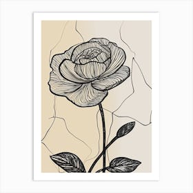 Line Art Roses Flowers Illustration Neutral 9 Art Print