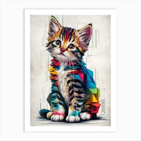 Colorful Kitten Canvas Print Art Print