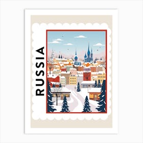 Retro Winter Stamp Poster Moscow Russia 3 Art Print