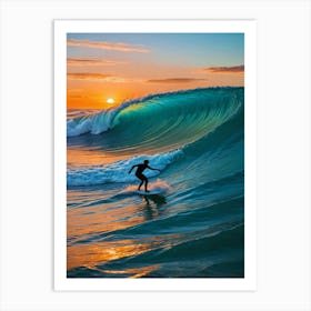 Surfer At Sunset - Summertime Art Print