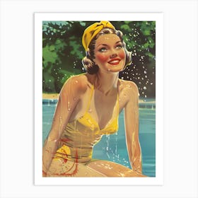 Sexy Girl In The Pool Art Print