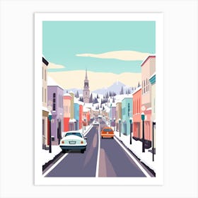 Vintage Winter Travel Illustration Reykjavik Iceland 3 Art Print