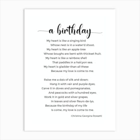 A Birthday Poem By Christina Georgina Rossetti Art Print