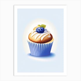 Blueberry Muffin Dessert Retro Minimal 2 Flower Art Print