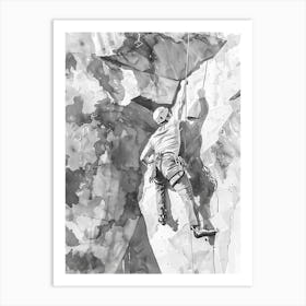 Bouldering Project Austin Texas Black And White Watercolour 1 Art Print