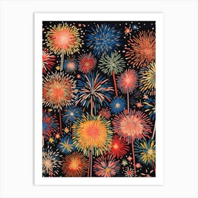 Fireworks Gouache Painting 2 Art Print