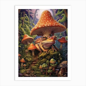 Mystical Mushroom Wood Frog 4 Art Print