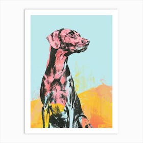 Spaniel Doberman Dog Pastel Line Watercolour Illustration  2 Art Print
