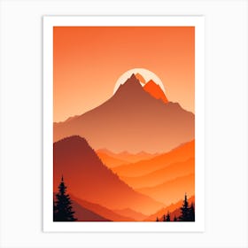 Misty Mountains Vertical Composition In Orange Tone 377 Art Print