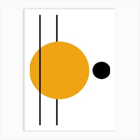 Yellow And Black Circle Art Print