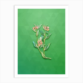 Vintage Long Branched Enothera Botanical Art on Classic Green n.0308 Art Print