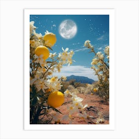 lemons in the desert cosmic surrealism Art Print