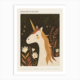 Unicorn With The Flowers Muted Pastels 1 Poster Art Print