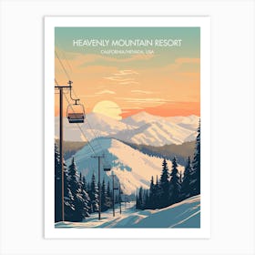 Poster Of Heavenly Mountain Resort   California Nevada, Usa, Ski Resort Illustration 0 Art Print