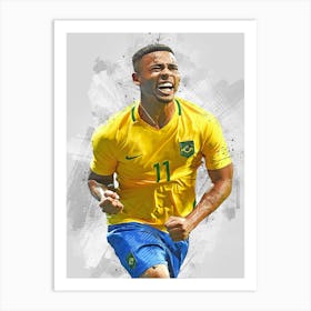 Gabriel Jesus Brazil Drawing Art Print